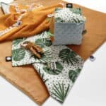 Vierkant boxkleed velvet oker op maat