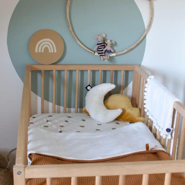 ledikantdeken teddy ecru met wafel caramel