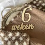 houten mijlpaalset met cijfers en woorden in Nederlands