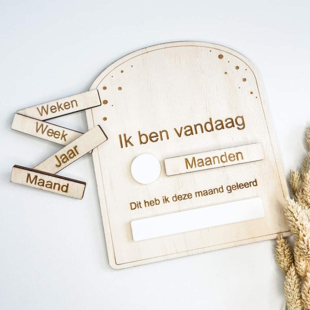 invulbordje voor baby's eerste jaar, mijlpaalfotografie