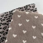 boxkleden teddy stof, zachte boxkleden tijgerprint, panterprint, hartjes